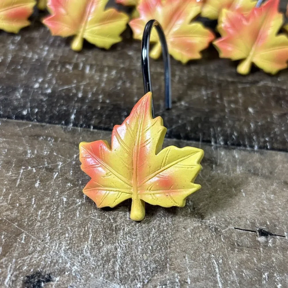 Maple Leaf Shower Curtain Hooks 12 Pcs Fall Autumn Decorative Decor Leaves